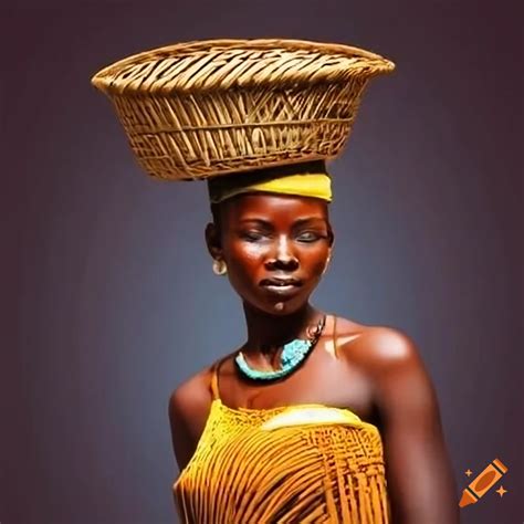 African Woman Carrying A Basket On Her Head On Craiyon