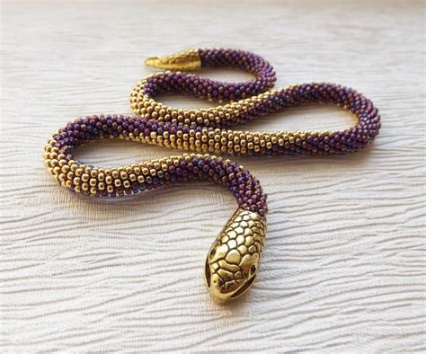 Snake Necklace Snake Choker Serpent Necklace Seed Bead Etsy