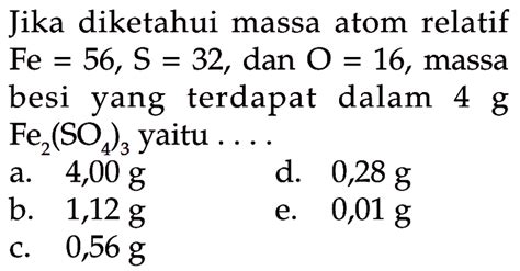 Kumpulan Contoh Soal Massa Atom Relatif Ar Dan Massa Molekul Relatif Mr Kimia Kelas 10