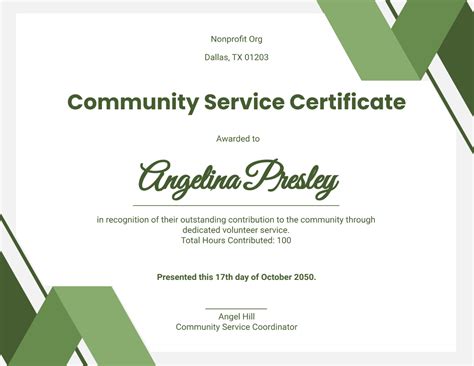 Free Printable Community Service Certificate Templates to Customize Online