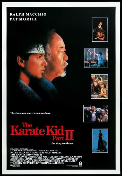 the karate kid part ii movie poster with two men facing each other in ...