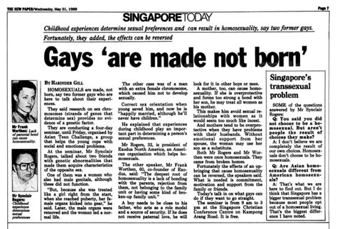 Archive Of Gays Are Made Not Born The New Paper 31 May 1989 The