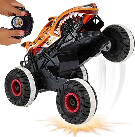 Hot Wheels RC Monster Trucks Unstoppable Tiger Shark In Scale Remote Control Toy Truck
