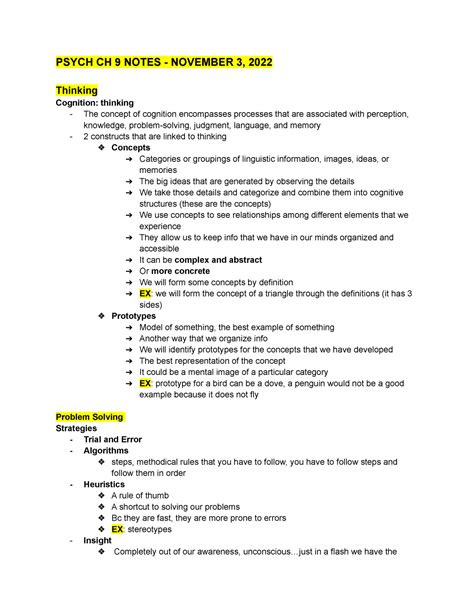 Psych Ch 9 Notes Psych Ch 9 Notes November 3 2022 Thinking