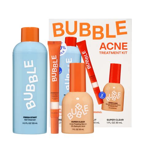 Bubble Skincare Acne Kit All Skin Types 3 Items Included