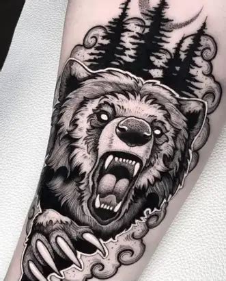 Grizzly Bear Roar Tattoo