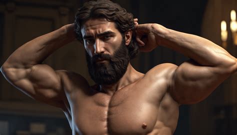 Lexica Poor Stoic Man Strong Body Muscle Bearded With Problems