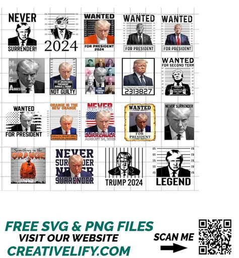 Trump Mugshot Png Bundle Trump Never Surrender Svg Wanted Inspire