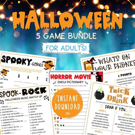 Halloween Party Games Adults Bundle 5 Halloween Download Now Etsy