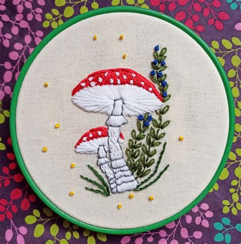 Amanita Mushrooms Embroidery Pattern Botanical Pattern Etsy