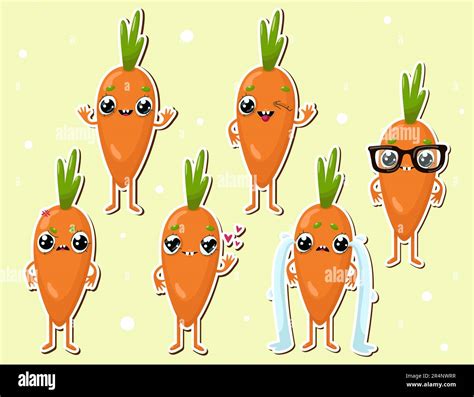 Vector Illustration Of Carrot Character Stickers Stock Vector Image