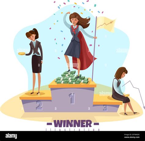 Business Winner Loser Background With Businesswomen Female Doodle Style