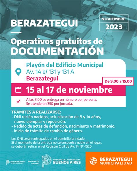 Más Operativos De Documentación En Berazategui Municipalidad De