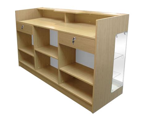 | 6' Ledgetop Counter w/ Glass Front - Maple | Store Displays® 