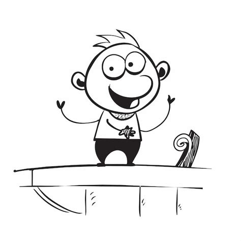 Premium Vector A Cartoon Of A Boy On A Ledge With A Sign That Says