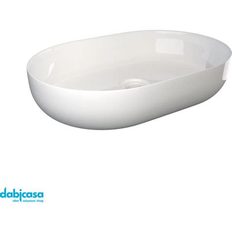 Kerm Lavabo Da Appoggio A Bacinella In Ceramica 60X42 Cm Bianco