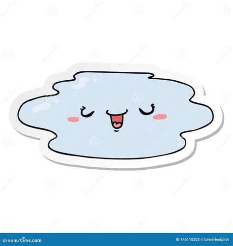 Sticker of a Cartoon Puddle with Face Stock Vector - Illustration of hand, stick: 146115203