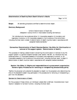 Fillable Online aast Determination of Death by Brain Death Criteria in ...