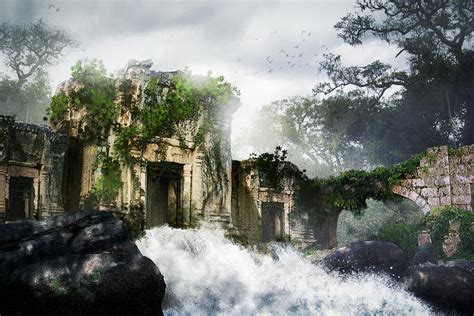 Waterfall Ruins By Timothyandersonart On Deviantart