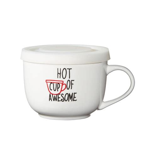 Sentiment Mugs Hot Cup Of Awesome Covered Soup Mug Pfaltzgraff