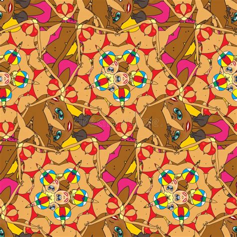 Modello Senza Cuciture Astratto Dei Corpi Delle Ragazze In Bikini Illustrazione Vettoriale