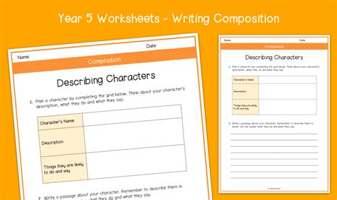 Year 5 Describing Characters Worksheets Ks2 Writing Composition