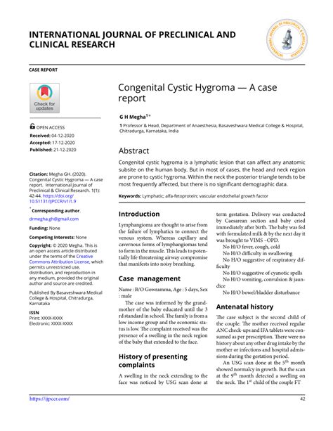 Pdf Congenital Cystic Hygroma — A Case Report