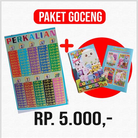 Jual Paket Goceng Poster Anak Perkalian Gratis Buku Mewarnai