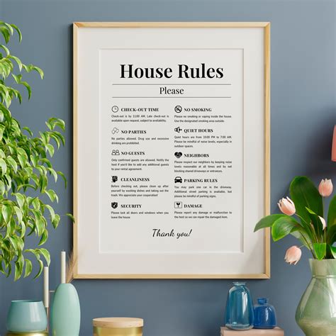 Airbnb Guest Rules Sign, Printable Host Rules Template, Vacation Rental