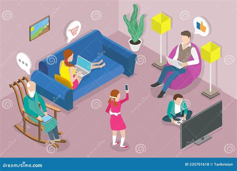 3d Ilustración Conceptual Vectorial Plana Isométrica De La Familia