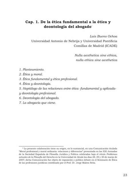 PDF Cap 1 De la ética fundamental a la ética y deontología