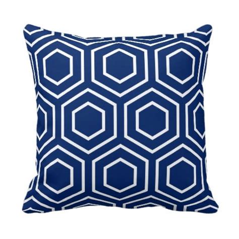 Hex Pattern Geometric Pillow In Royal Blue White Duvet Covers Cushion