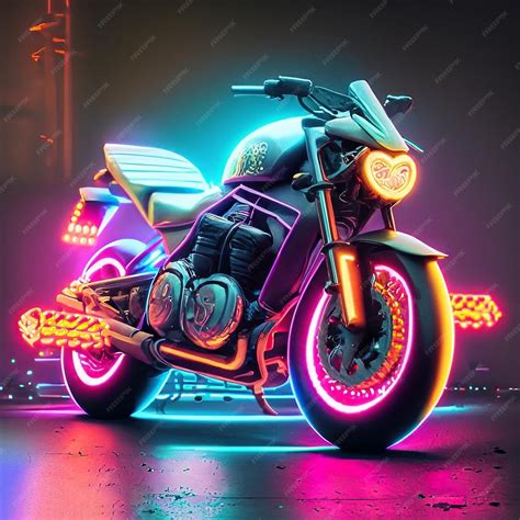 Premium AI Image | Photo a motorcycle with neon lights that is lit up