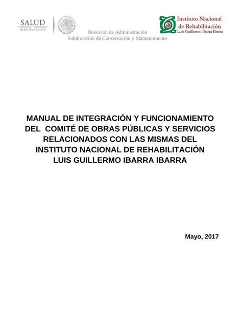 Pdf Manual De IntegraciÓn Y Funcionamiento Del ComitÉ De  · Dirección De Administración