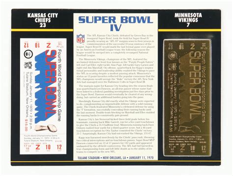 Super Bowl Iv Commemorative X Score Card Display With Kt Gold