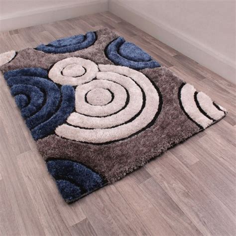 Ultimate Spiral Navy D Shaggy Rug Ashanti Rugs