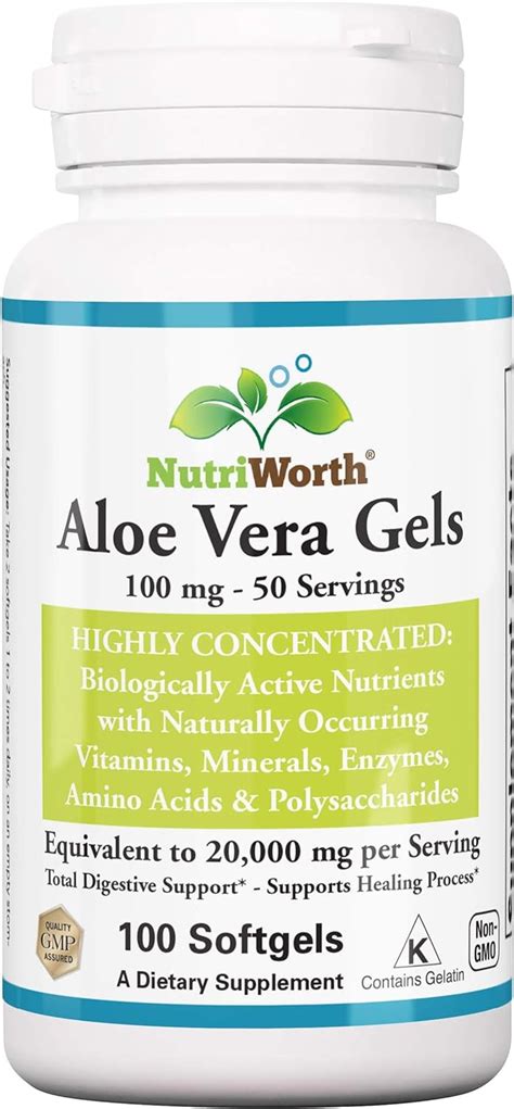 Nutriworth Aloe Vera Supplement 100 Softgels 20 000mg