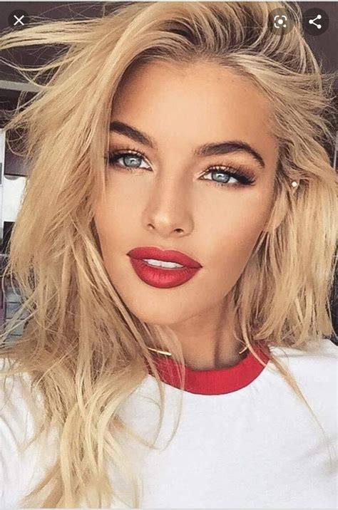 Red Lipstick Makeup Blonde Artofit