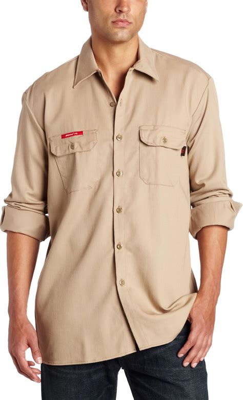 Dickies Men S Flame Resistant Work Shirt Beige Medium Amazon Co Uk