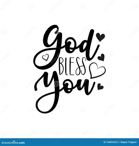 God Bless You Calligraphy Text With Heart Vector Illustration