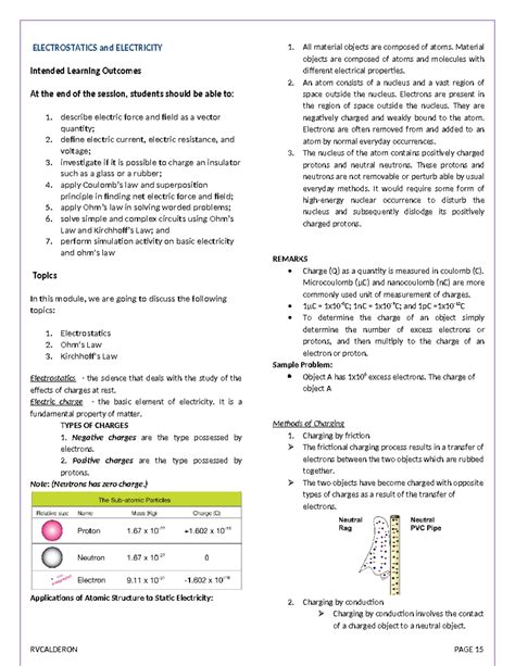 Module 5 - Electrostatic and Electricity - ELECTROSTATICS and ...