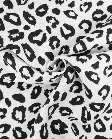 Tissu Jacquard Ameublement Ecru Motif L Opard Noir Mercerine