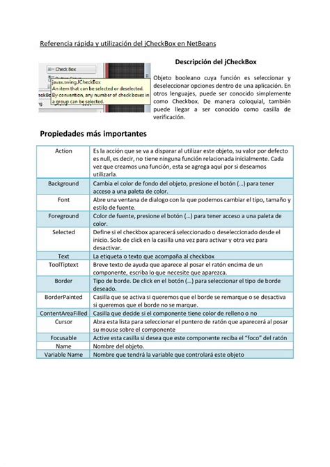 PDF Referencia rápida y utilización del jCheckBox en NetBeans