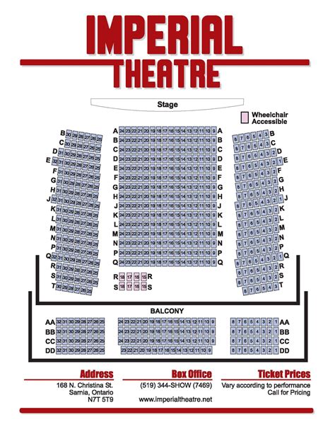 IMPERIAL THEATRE SARNIA ONTARIO SEATING FLOORPLAN : October 2021