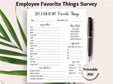 My Favorite Things Form Free Printable