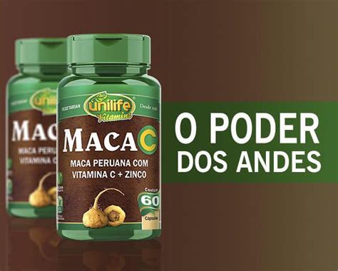 Comprar Maca Peruana Vitamina C Zinco 550mg Unilife 120 Cápsulas