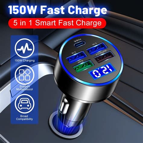 5v 150w Fast Car Charger 4 Usb Port And Type C Universal Socket Adapter Qc30 Ebay