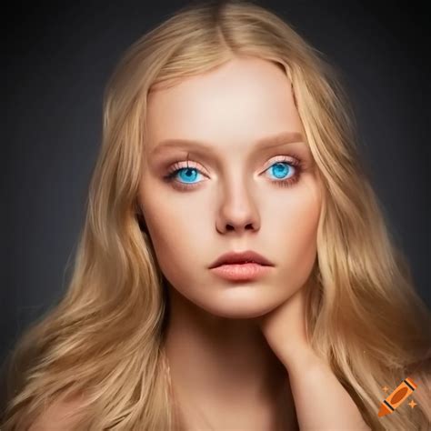 A Blonde Woman With Fair Complexion Attractive Golden Hair Blue Eyes On Craiyon