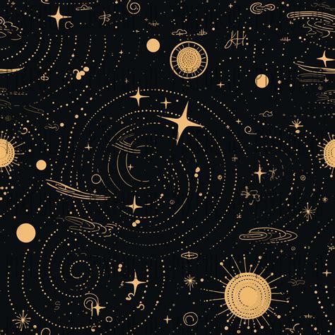 Seamless Black And Gold Celestial Cosmic Art Patterns Digital Paper 24