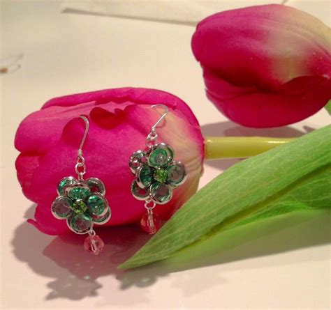 Resin Crystal Flower Dangle Earrings Etsy